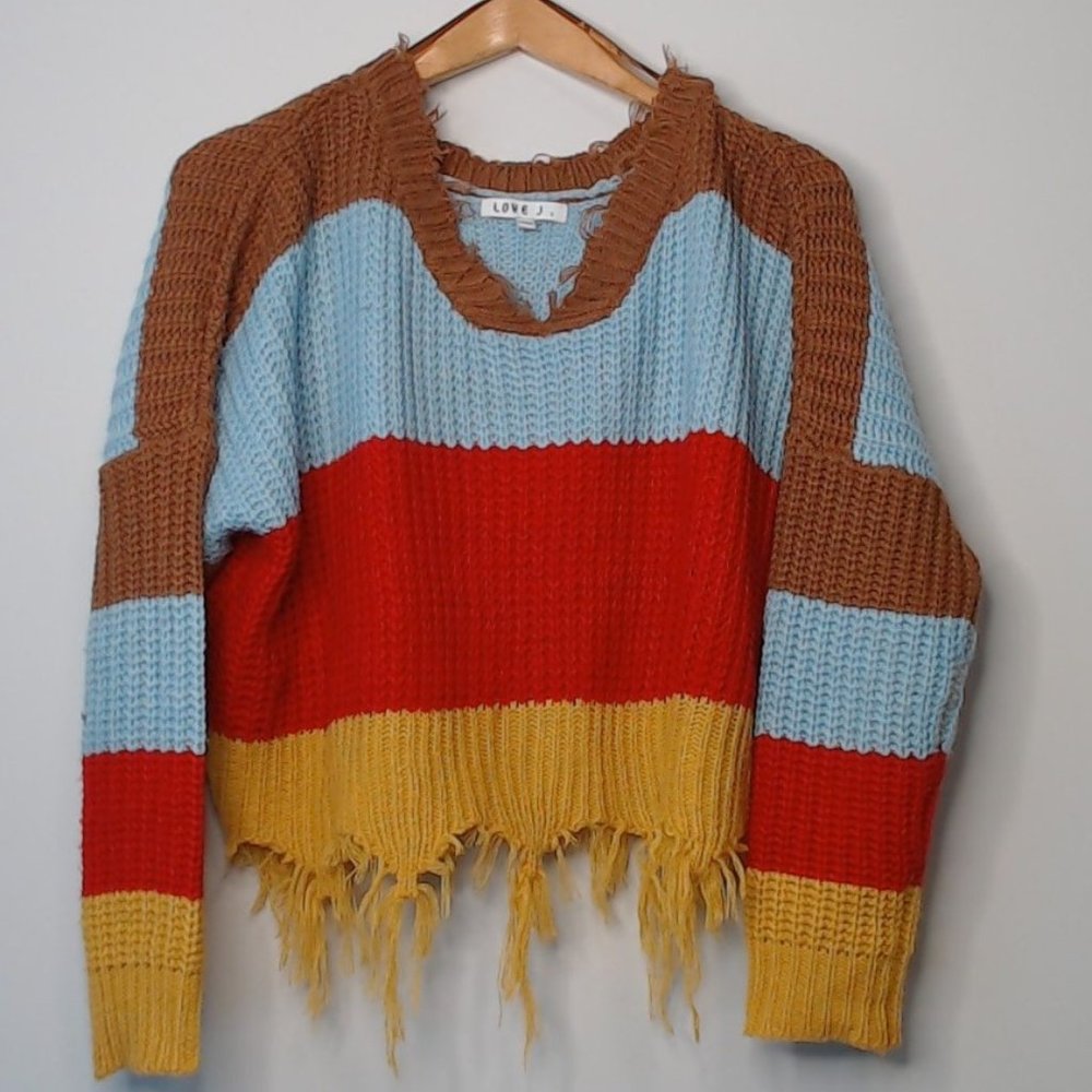 Striped Fringe Sweater